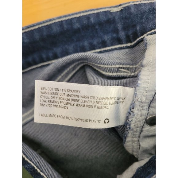 Women's Super-High Rise Contrast Stitch Straight Jeans - Wild Fable Dark Blue 4 - Picture 6 of 8